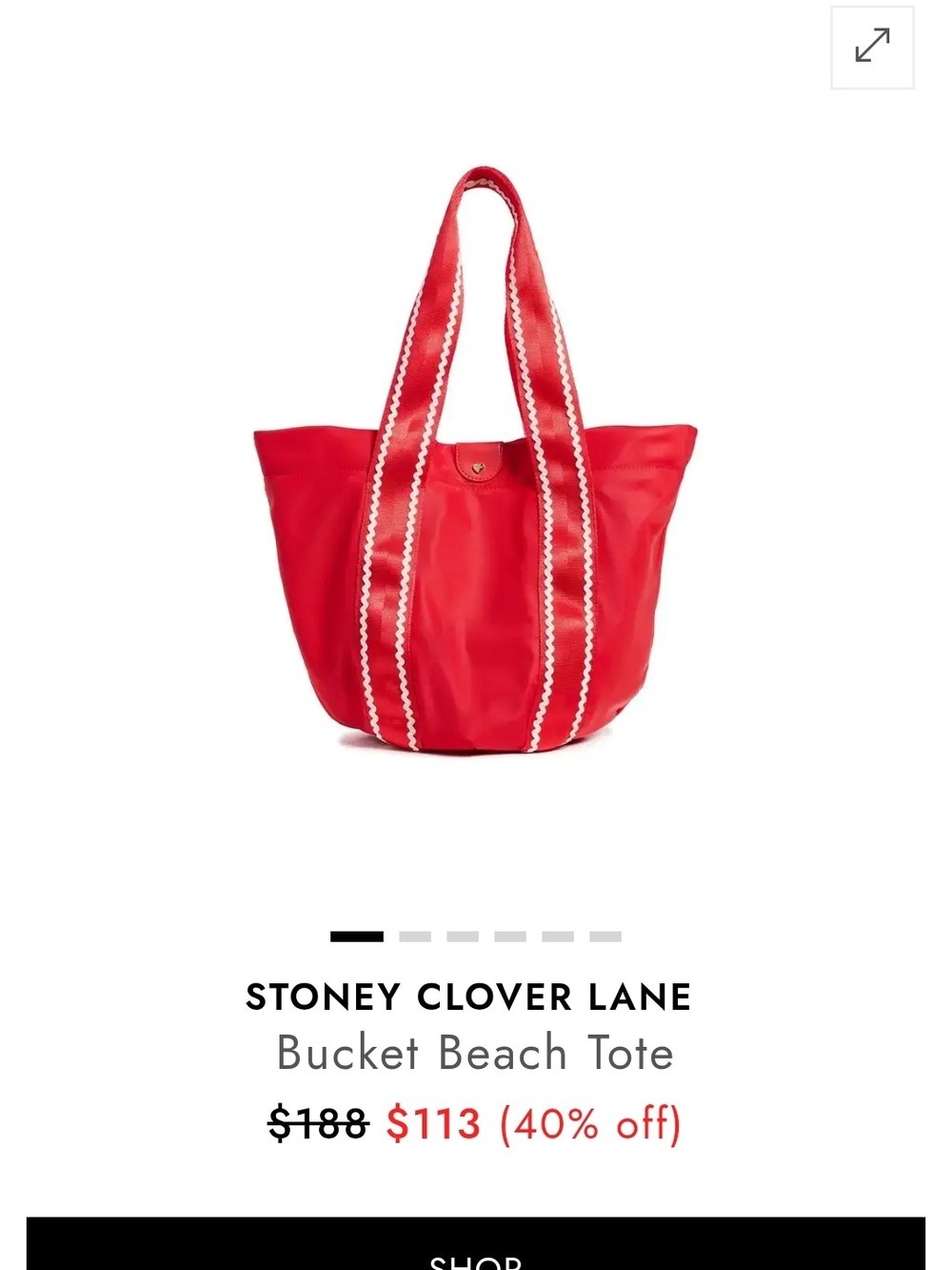 Stoney Clover Lane Red Bucket Beach Tote